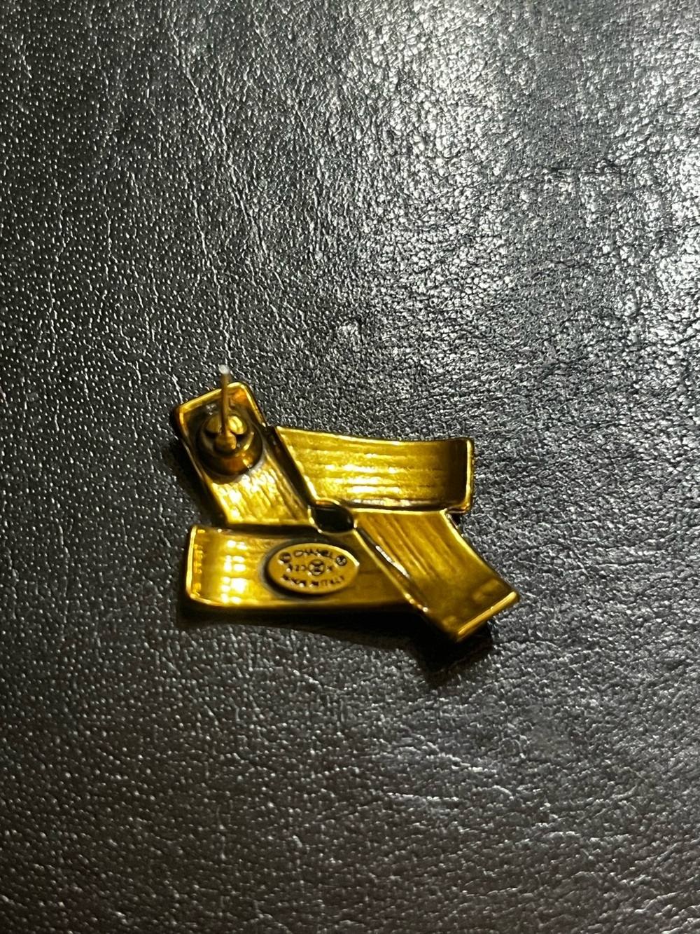 Double C Designer Brushed Gold Spell Out Earrings - Picture 5 of 6